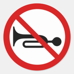 Adesivo Vinheta redonda com sinal proibido de chifre.