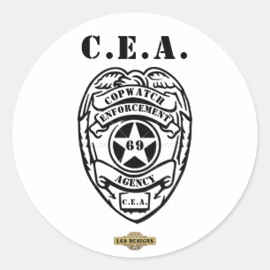 Adesivo vinheta redonda "COPWATCH ENFORCECE AGENCY"