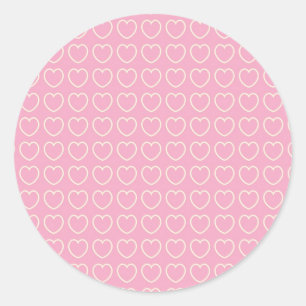 Adesivo Vinheta redonda cor-de-rosa com fundo de coração
