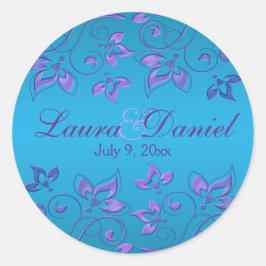 Adesivo Vinheta redonda de 1,5", plana e azul