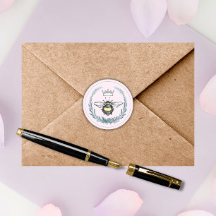 Adesivo Vinheta Redonda de Abelhas Coroa