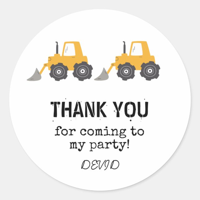 Adesivo Vinheta redonda de aniversário do caminhão de cons (Frente)