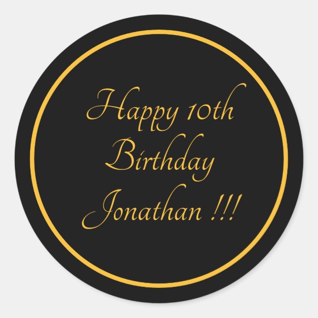 Adesivo Vinheta redonda de aniversário feliz do Elegante D (Frente)