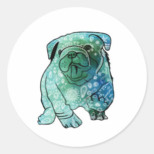 Adesivo Vinheta-redonda de cão francês, brilhante