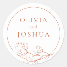 Adesivo Vinheta redonda de Casamento Floral Terracotta
