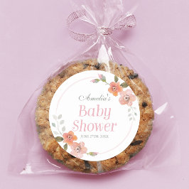 Adesivo Vinheta redonda de Chá de fraldas cor-de-rosa deli