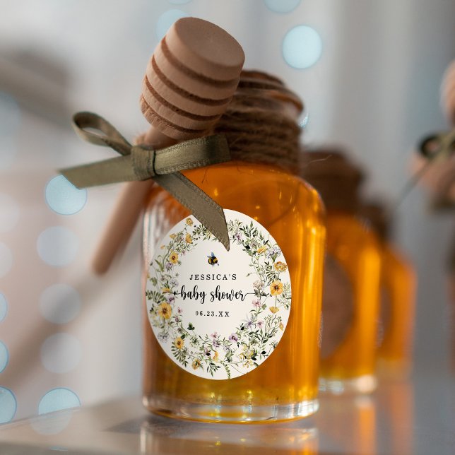 Adesivo Vinheta-redonda de Chá de fraldas de flor selvagem (Criador carregado)