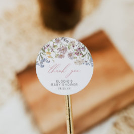 Adesivo Vinheta redonda de Chá de fraldas de flor selvagem