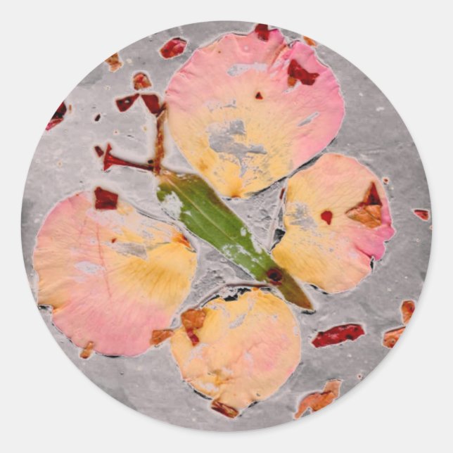 Adesivo Vinheta redonda de cinza de borboleta rosa, selado (Frente)