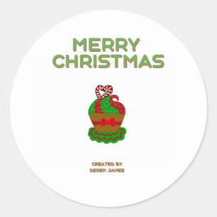 Adesivo Vinheta redonda de Cupcake de Natal