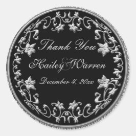 Adesivo Vinheta redonda de diâmetro de 3", preto e agulha