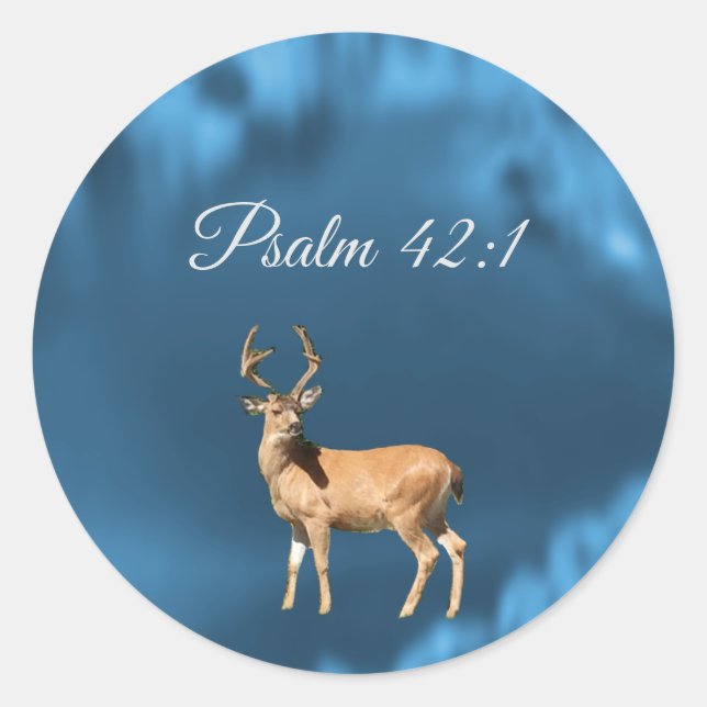 Adesivo Vinheta Redonda de Escrituras de Deer Psalm 42:1 (Frente)