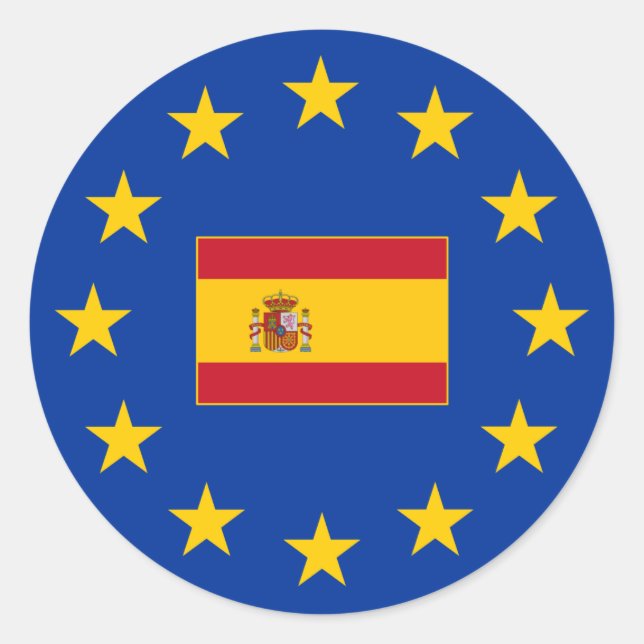 Adesivo Vinheta redonda de Espanha da União Europeia (Frente)