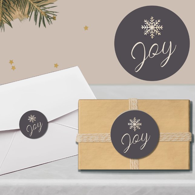 Adesivo Vinheta Redonda de Feriados de Neve Joyful (Criador carregado)