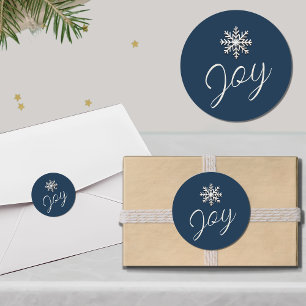 Adesivo Vinheta Redonda de Feriados de Neve Joyful