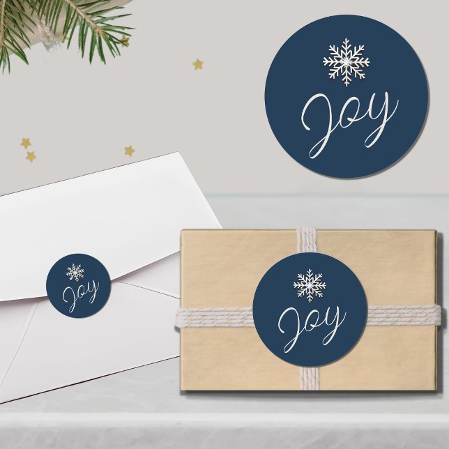 Adesivo Vinheta Redonda de Feriados de Neve Joyful (Criador carregado)