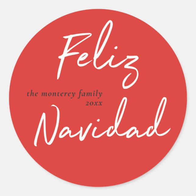 Adesivo Vinheta redonda de férias brancas Feliz Navidad Re (Frente)