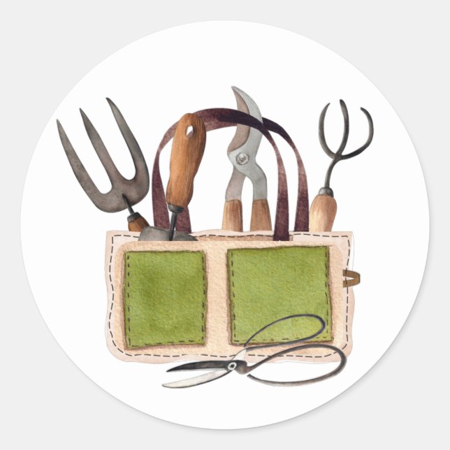 Adesivo Vinheta redonda de ferramenta de vida de jardim (Frente)