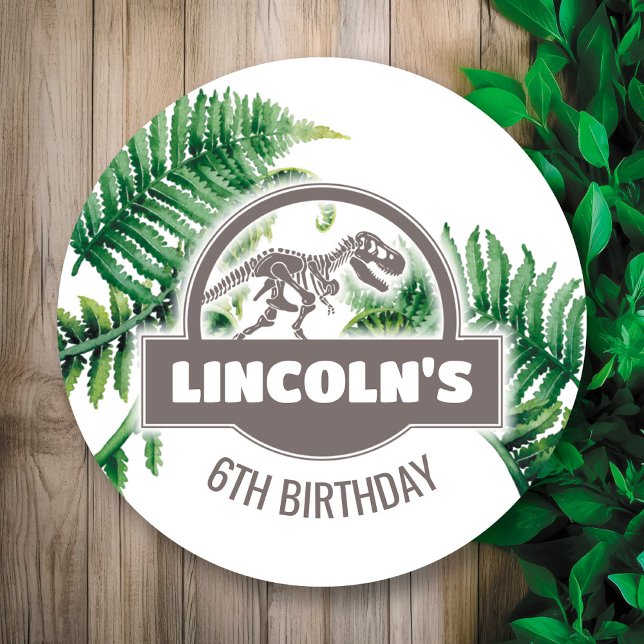 Adesivo Vinheta redonda de Festa de aniversário jurássica (Criador carregado)