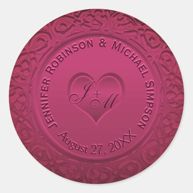 Adesivo Vinheta redonda de folha vermelha escura (Frente)