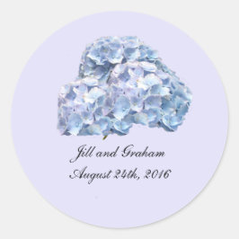 Adesivo Vinheta redonda de Hydrangeas Azul Suave