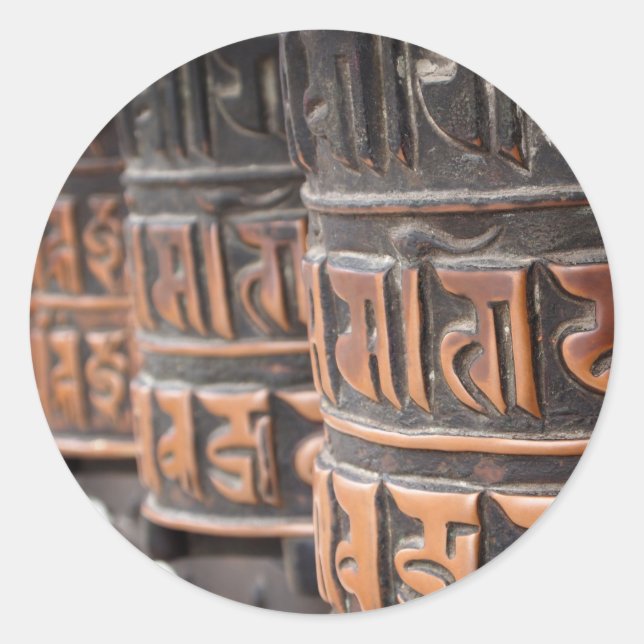 Adesivo Vinheta redonda de orações budistas (Frente)