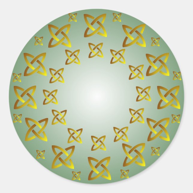 Adesivo Vinheta redonda de pontos cilíndricos Dourados e v (Frente)