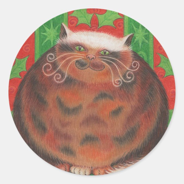 Adesivo vinheta redonda de Pud de Natal (Frente)