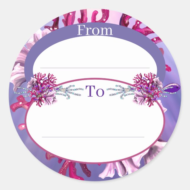 Adesivo Vinheta redonda de Sereia do Oceano Roxo (Frente)