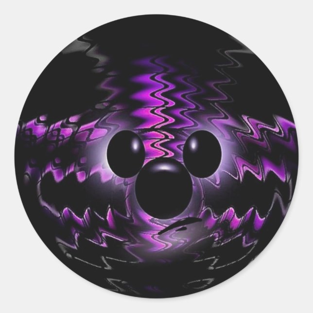 Adesivo Vinheta redonda de urso roxo (Frente)