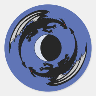 Adesivo Vinheta-redonda Design de fantasia fantasia Dragõ