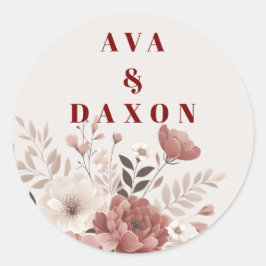 Adesivo Vinheta redonda dupla Floral de Casamento Clássico