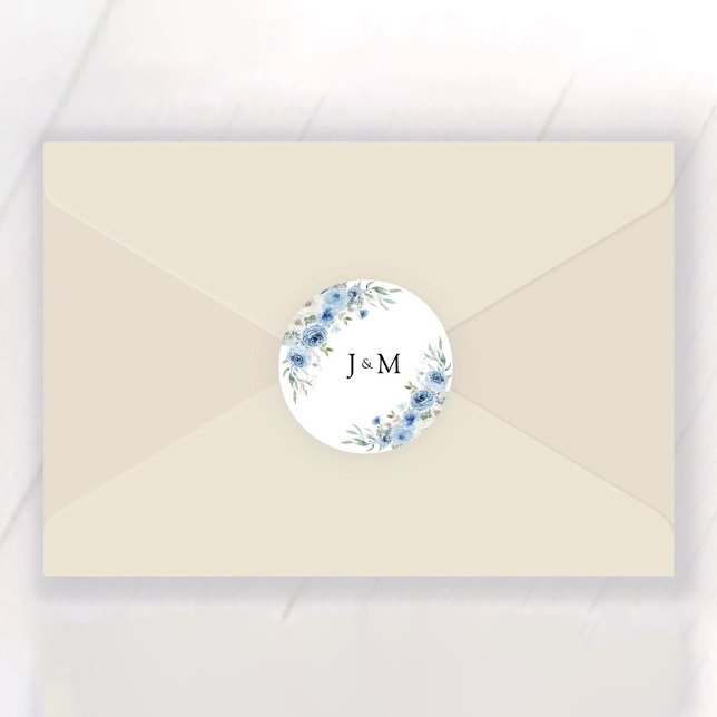 Adesivo Vinheta redonda Dusty Blue Ivory (Criador carregado)