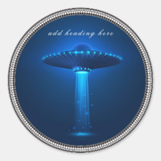 Adesivo Vinheta redonda extraterrestre de OVNI
