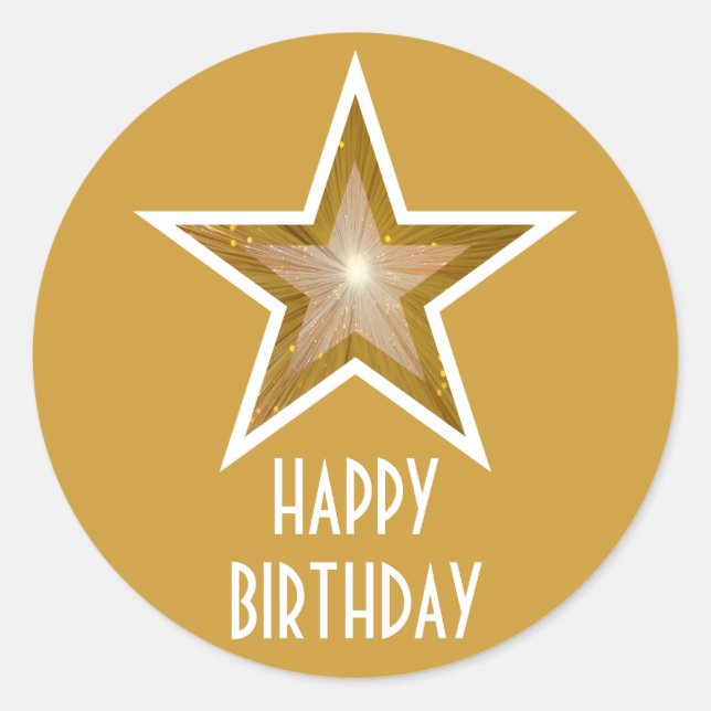 Adesivo Vinheta redonda "Feliz Aniversário" da Estrela Dou (Frente)