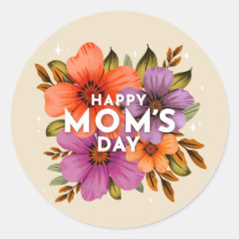 Adesivo Vinheta redonda feliz no dia da Mãe