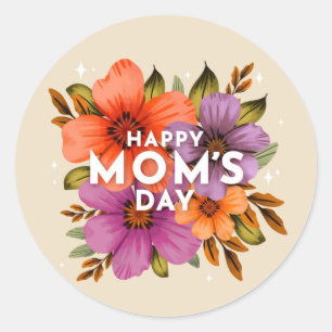Adesivo Vinheta redonda feliz no dia da Mãe