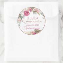Vinheta redonda flexível com Rosa de Quinceanera D