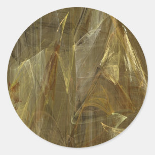 Adesivo Vinheta redonda Fractal Abstrato Dourada