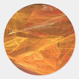 Adesivo Vinheta redonda Fractal de Abstrato laranja