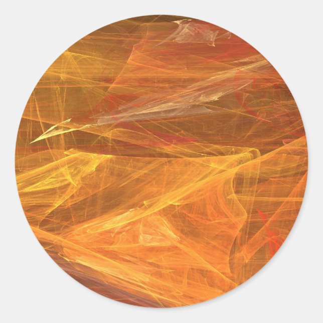 Adesivo Vinheta redonda Fractal de Abstrato laranja (Frente)