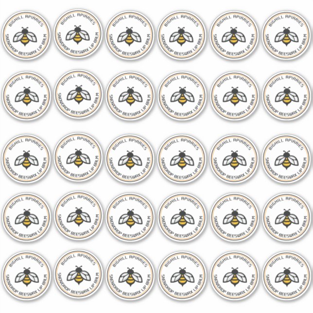 Adesivo Vinheta Redonda Lip Balm 32" Abelha (Frente)