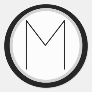 Adesivo Vinheta redonda M-redonda, branco/preto, dramática