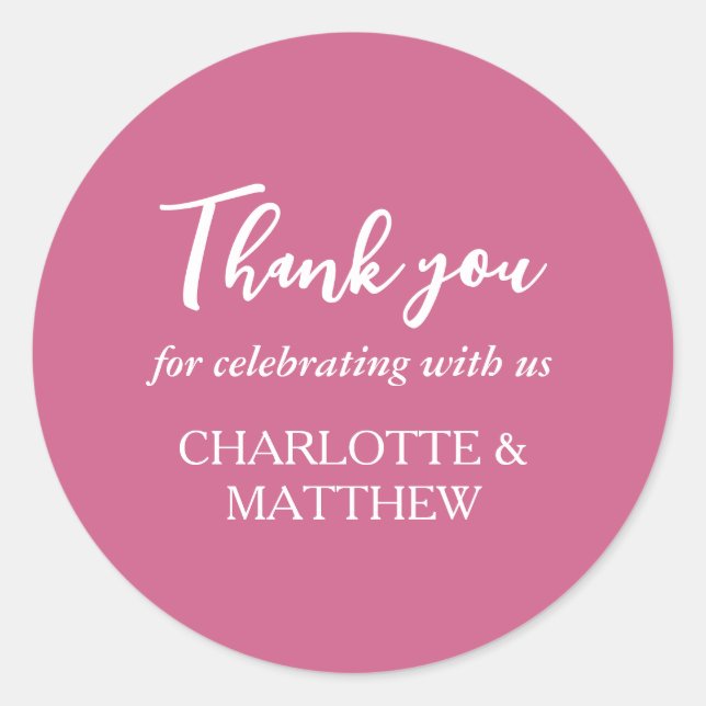 Adesivo Vinheta redonda Magenta e branca (Frente)