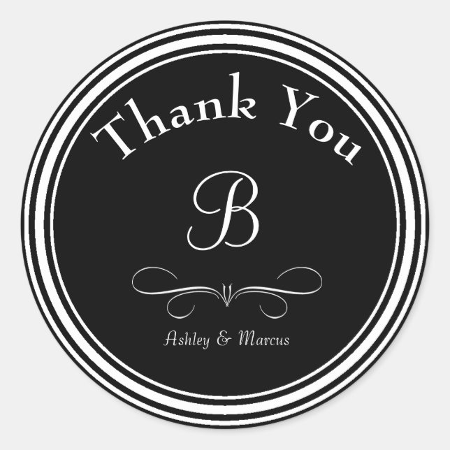 Adesivo Vinheta redonda monograma personalizada (Frente)