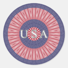 Adesivo Vinheta redonda Patriótica americana, brilhante