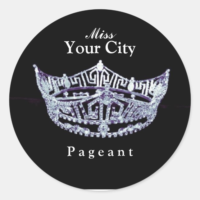 Adesivo Vinheta redonda personalizada estilo Miss América (Frente)