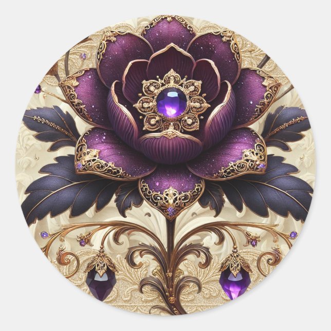 Adesivo Vinheta redonda plana, com bisel, roxa (Frente)