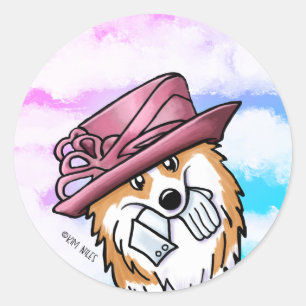 Adesivo Vinheta redonda Real Corgi clássica