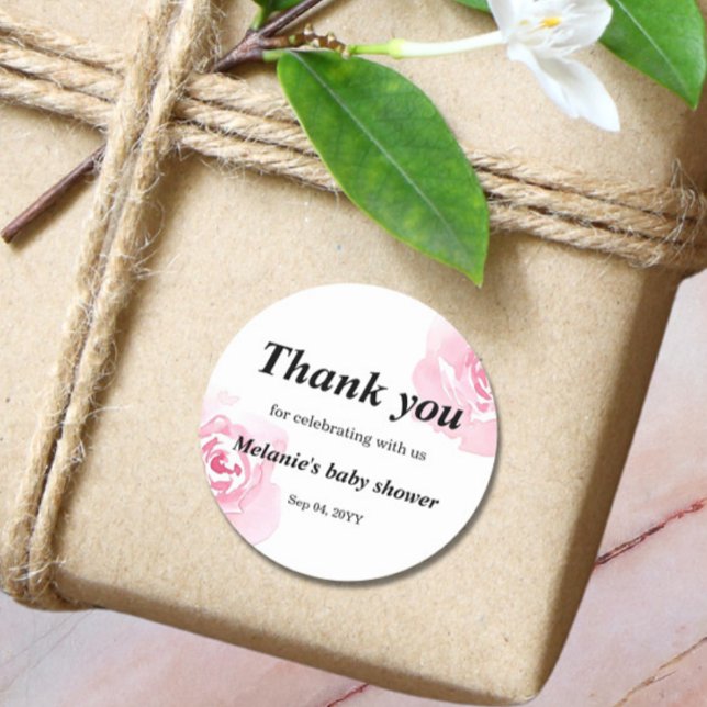 Adesivo Vinheta redonda Rosa de aquarelas rosa (Criador carregado)